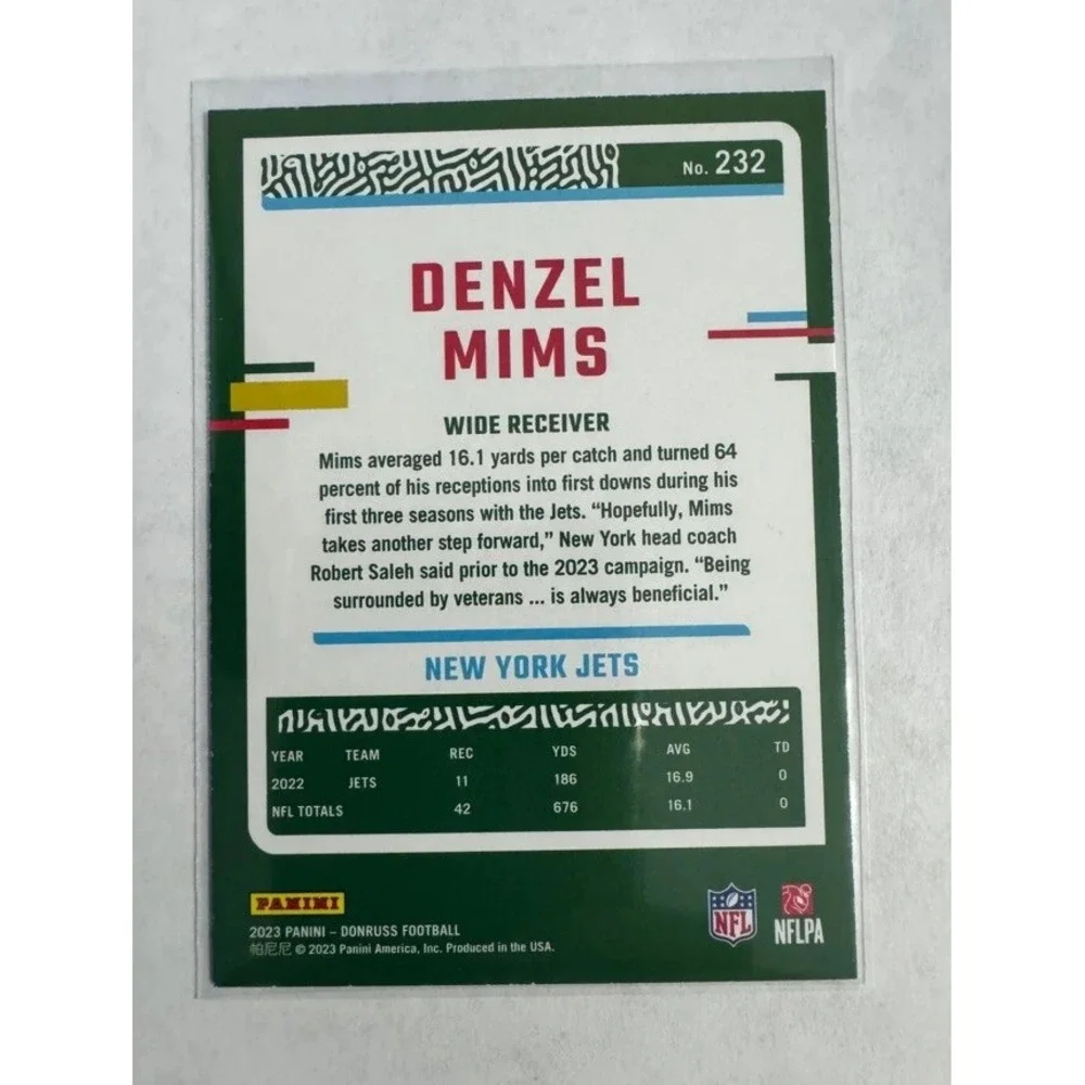 Denzel Mims 2023 Donruss #232 Press Proof Red‎ New York Jets